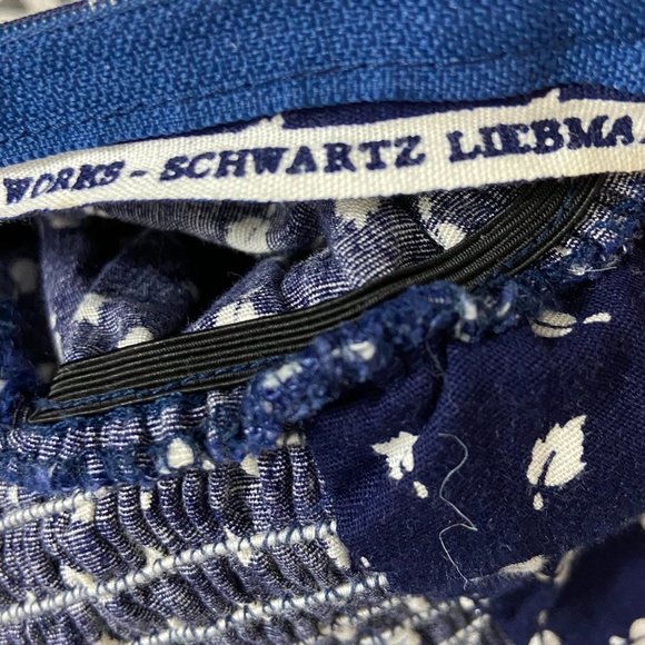 CRANSTON PRINT WORKS Blue & White Fit And Flare Leaf Print Dress - Picture 9 of 13